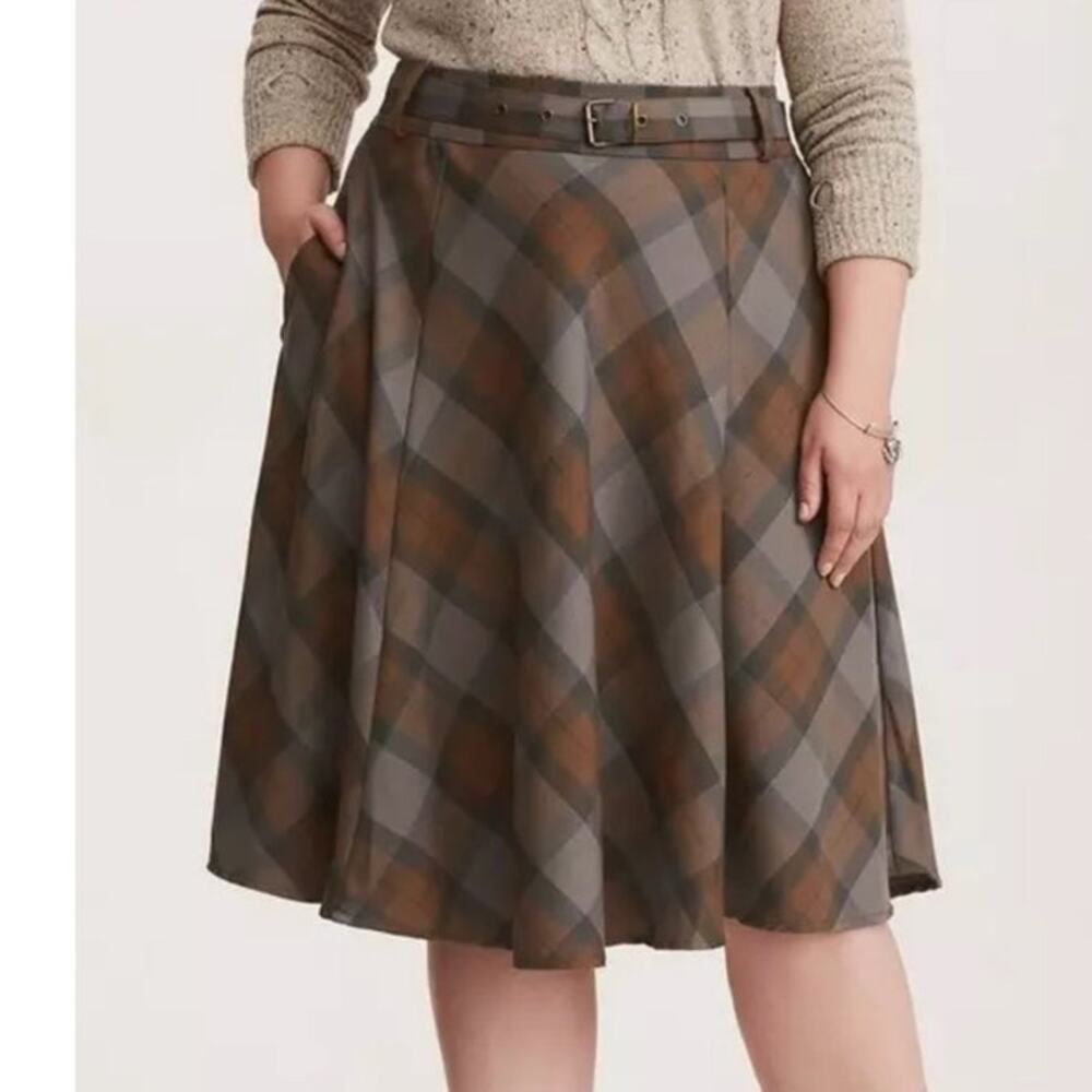 Torrid 12 Outlander Tartan Plaid Twill Woven High Waist Swing Skirt Knee Length - Picture 2 of 3